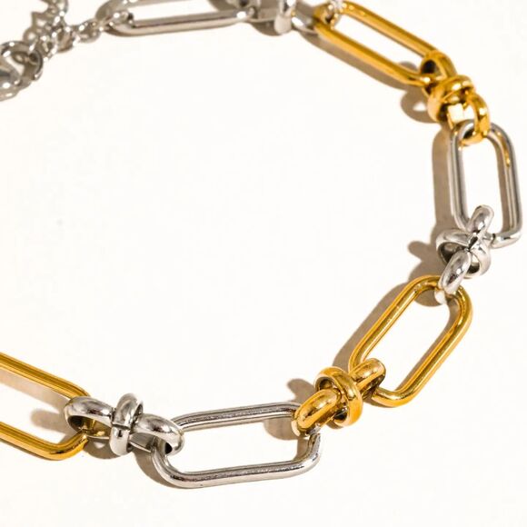 Matin 18K Gold NonTarnish Two Tone Chain Bracelet Hypoallergenic Water Resistant - Picture 5 of 6